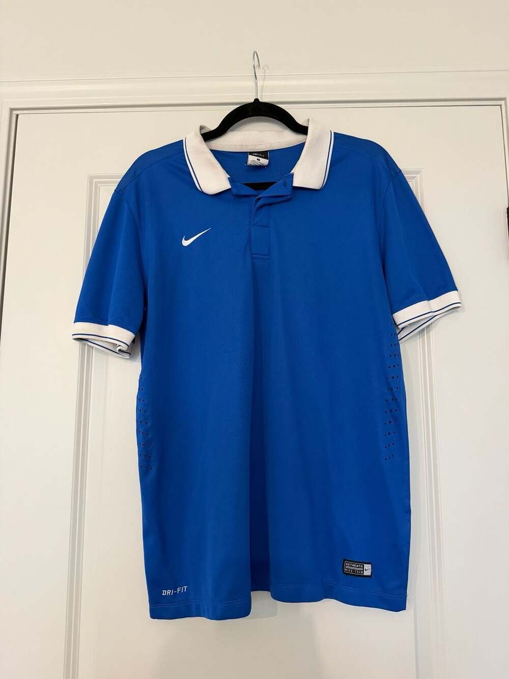 Nike Laser II Dri-Fit Polo Shirt Size L Royal Blue White